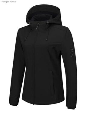 Softshell Jacket Women Waterproof Fleece Lined Windproof Rain Coat with Hood